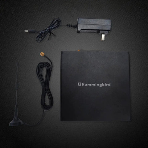 Hummingbird H500 LoRaWAN Gateway With LongFi And IPv6 Security 32GB EMMC Storage Remote OTA Updates components: antenna, cables, and box