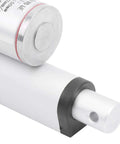 Dead Quiet 12 VDC Linear Actuator Motor With Automatic Limit Switch Shutdown For Smooth Push Pull Motion No Burnouts Or Drama, close-up view showing motor design.