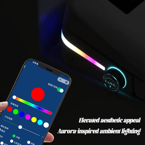 Next Level Smart Bidet Toilet Seat With Heated Plush Cushion Self Cleaning Stainless Nozzle Adjustable Water Pressure Slow Close Lid Warm Air Dryer Led Nightlight showcases a user adjusting ambient lighting.