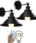 Two Pack Black Swing Arm Wall Sconces With Remote Control Cordless Battery Powered LED Wall Lamps Dimmable Indoor Wireless Mount Lights