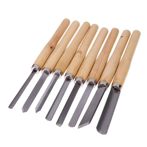 Eight Piece Wood Lathe Tools Set For Turning Chisels With Skews Gouges And Round Nose Pro Grade Lathe Chisels For Beginners And Pros