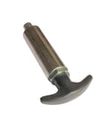 Heavy Duty Half Inch Steel Spring Loaded Pull Pin With Three Inch Extended Welded Barrel And Grippy T Lever For Quick Release Machinery Locking view from side showing robust design.
