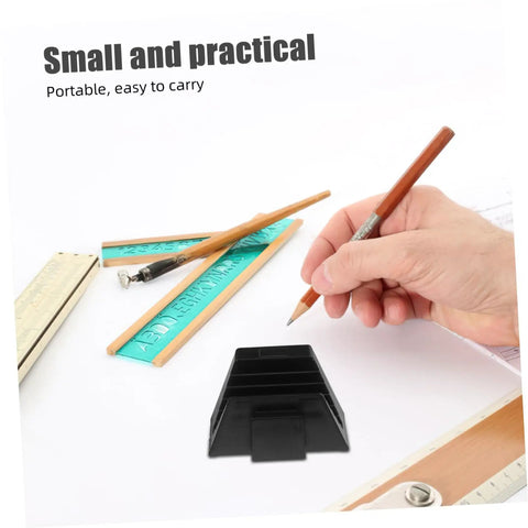 Black plastic Modular Wrench Organizer Tray 12-Piece Set for home garage storage shown with pencils and rulers nearby