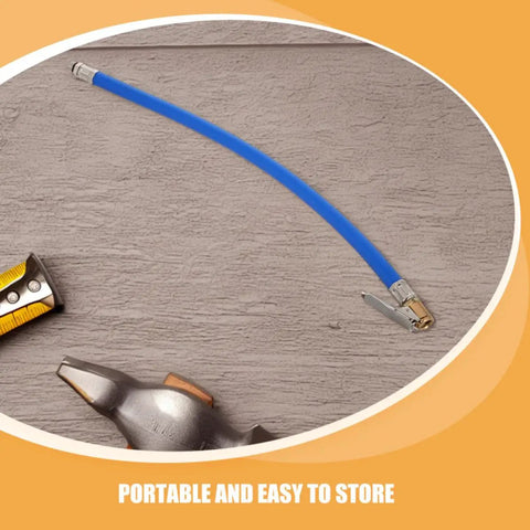 Upgraded Blue Tire Inflator Hose Replacement Kit 2 Pcs Solid Copper Locking Air Chuck Fits All Standard Auto Air Compressors Plus Max Pressure Pumps Made From Badass Rubber So You Can Fix Flats Fast without the Stress on the Open Road for Sure, blue rubber hose with copper locking chuck