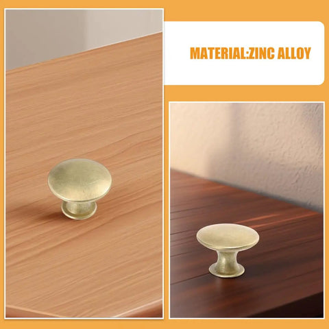 6pc Vintage Round Cabinet Knobs Gold Antique Finish With DIY Friendly Easy Install Drawer Pulls for Cabinets, zinc alloy close-up