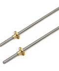 Two Pack 500mm TR8X8 Lead Screws With T8 Brass Nuts For 3D Printers Z Axis Acme Thread 8mm Lead 2mm Pitch 4 Start Stainless Steel