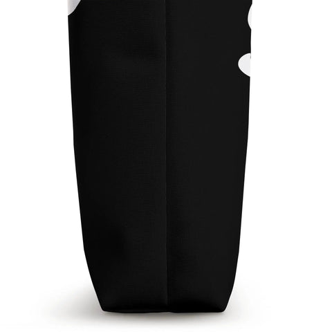 Close-up of Heavy Duty Wire Strippers Electrician Pun Tote Bag, black canvas, spacious design for carrying tools.
