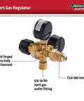 MIG Conversion Kit For Weld Pack 100HD Wire Feed Welder with gas regulator featuring forged brass body and CGA 580 inlet