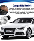 AC Pressure Sensor Switch And HVAC Transducer For Chevy Suburban 2002-2021 And GMC Sierra 2003-2020, shown next to compatible car models.