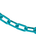 Heavy Duty Turquoise High Density Plastic Barrier Chain 500 Ft close-up view showcasing strong links for crowd control.