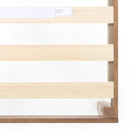 Queen Platform Bed Frame Low Profile Solid Pine Wood Rock Solid Heavy Duty 1000 Pound Capacity Noise Free Wooden Slats side view showing sturdy slats.