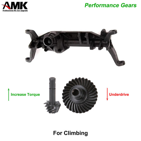 Two Sets Metal Bevel Gear And Ring Pinion Gear Kit For 1/10 Capra And Axial SCX10 III Upgrades with underdrive image