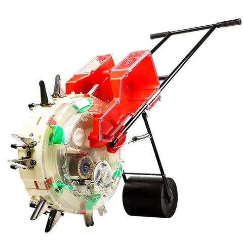 All Purpose Garden Seeder And Row Planter Hand Push Roller with dual seed and fertilizer buckets for easy planting