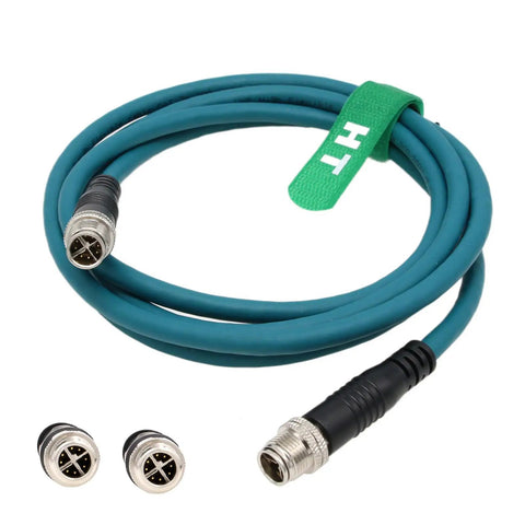 M12 Ethernet Cat7e Cable 8 Pin X Coded Male To Male For Cognex Basler Baumer Keyence Sensor Camera High Speed 25m Heavy Duty
