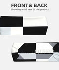 Black And White Piano Grid Print Stretchy Headbands Sweat Wicking And Ultra Breathable Workout Band front and back view