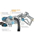 M-150 Series No Nonsense 12V Fuel Transfer Pump Kit With Manual Shutoff Unleaded Nozzle, 15 GPM, Includes Hose With Static Wire, Telescoping Suction Pipe, Tank Adapter, Fuse Assembly And Power Cord; aluminum body and power cord