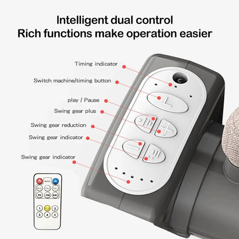 Smart Electric Baby Bedside Crib And Bluetooth Bassinet For Room Sharing With Automated Remote Control Smooth Swaying Motion And Built In Lullabies For A No Sweat Parenting Vibe Pink remote control panel with timing and swing settings.
