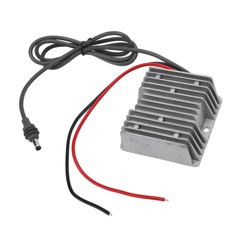 No Stress Step Up DC Boost Converter Cable with metal casing and wires, designed for smooth voltage boosting.