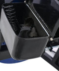 Close-up of the Heavy Duty Electric Drain Snake With Sixty Foot Flex Cable and Foot Switch, showcasing the swappable cutter storage.