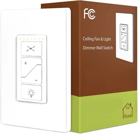 Ceiling Fan Control And Dimmer Wall Switch 2 In 1 Light And Ceiling Fan Combo Single Pole No Wi Fi Neutral Wire Required displayed with box