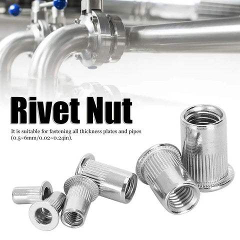 205-Piece M3 To M10 Stainless Steel Rivet Nut Kit With Quick Riveting, Clear Box, For Metal Sheets And Pipes, Fits 0.5-6mm