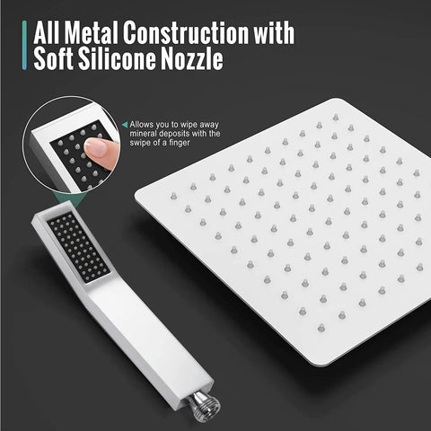 All Metal rain shower head and handheld combo with soft silicone nozzles, Built To Last High Pressure All Metal Rain Shower Head With Handheld Combo.