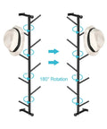 2 Pack Dope Wall Mounted Coat Rack With Rotating Hook Branches, Metal Vertical Hat And Coat Rack, 180 Degree Swivel, Space Saving