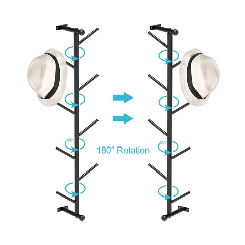 2 Pack Dope Wall Mounted Coat Rack With Rotating Hook Branches, Metal Vertical Hat And Coat Rack, 180 Degree Swivel, Space Saving