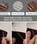 Various needles from Heavy Duty Waxed Upholstery Thread Kit With 273 Yards Pro Grade Straight Awl And 18 Heavy Duty Needles For Leather Repair DIY Stitching And Crafting For Home Projects Black used for sewing leather.