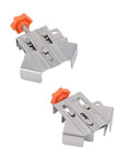 Heavy Duty Stainless Steel Corner Clamps For Woodworking Adjustable Right Angle Vise, two-pack with orange adjustment knobs.