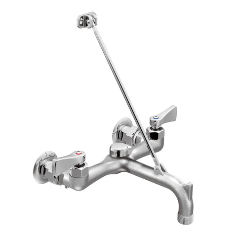 Heavy-Duty Commercial Wall Mount Two-Handle Sink Faucet With Vacuum Breaker Solid Cast Brass Construction Tamper-Resistant Design