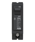 30 Amp Single Pole Circuit Breaker With Heavy Duty Thermal Magnetic Build And 10 Kaic Rating, front view showing ON/OFF switch.
