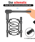 Schematic of Beefy Heavy Duty Auto Strut Coil Spring Compressor Tool Set With 15 Inch Jaw, 2 pack, showing use with hand.