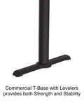 Black T base with steel column of 30 By 60 Inch Rectangular Cafe And Break Room Table With Gray Granite Top And Black T Bases Sturdy Steel Columns Nylon Leveling Guides For Easy Setup Durable High Pressure Laminate Made In USA.