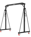 Adjustable Gantry Crane 1 Ton 2200 Lbs Portable Garage Hoist with sturdy steel frame and smooth castor wheels for mobility.