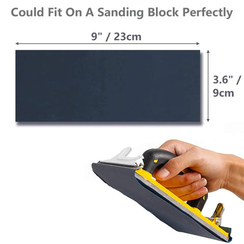 Wet Dry Sandpaper Set With Pro Grade Assorted Grits 1000 1200 1500 2000 2500 3000 54 Sheets shown on sanding block