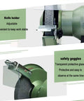 5 Inch Bench Grinder Cranking 3000 Rpm Pure Copper Motor with adjustable knife holder and transparent safety goggles included.