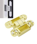 Hidden Door Hinges for Secret Doors, Heavy Duty Invisible Hinges With Silent Operation, 3D Adjustable Concealed Hinges in Gold Finish, 110x130mm