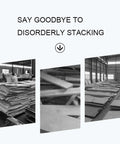 Hardcore Heavy Duty Vertical Panel Cart With Five Partition Board Sorting Rack organizing stacked panels in a workshop setting.