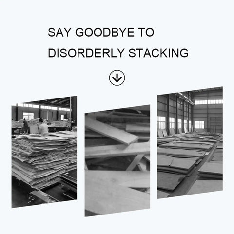 Hardcore Heavy Duty Vertical Panel Cart With Five Partition Board Sorting Rack organizing stacked panels in a workshop setting.