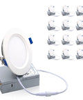 Image of 12 Four Inch LED Recessed Downlight With Junction Box 3000K Soft White 10.5W 920 Lumens Dimmable Can Killer Ceiling Light