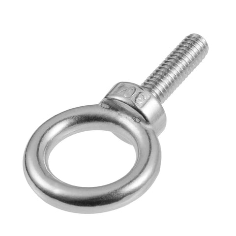 Four Pack 3/8 Inch 16 UNC Stainless Eyebolt Lifting Ring Set, Heavy Duty 1 1/4 Inch Thread, 304 Stainless Steel Construction