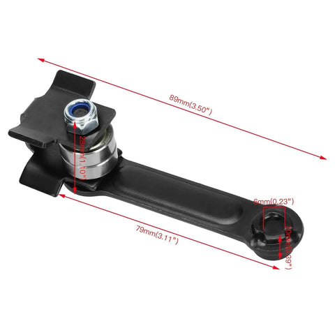 Chain Tensioner Adjuster With Spring For Dirt Rocket MX500 MX650 SX500 RSF650, showing dimensions, black metal, side view