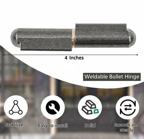 Rock Solid Heavy Duty Weld On Bullet Hinge Four Inch With Grease Zerk Industrial Steel Hardware showing 4 inch hinge design.