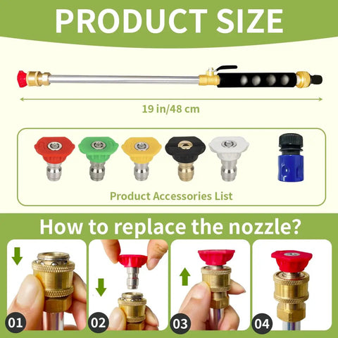 Leak Free Jet Nozzle For Garden Hoses And Power Washer Wand High Pressure Sprayer With Five Nozzles And Quick Connectors