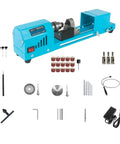 Powerful 150W Mini Lathe Machine For Buddhas And Beads DIY Rocking Stone Rotary Carving Tool with accessories and tools included.