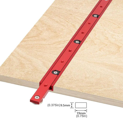 Heavy Duty Anodized Aluminum Miter Bar And T Slot Track Rail featuring smooth glide, 300mm length on wooden surface.