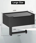 Dimensions of Matte Black Stainless Steel Toilet Paper Holder With Shelf And Wipes Dispenser For Bathroom Wall Mount