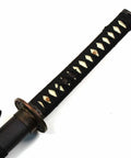 Black handle and guard of Full Tang Carbon Steel Japanese Katana For Martial Arts Practice And Demonstration Battle Ready Samurai Sword