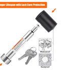 Stainless 5/8 Inch Hitch Receiver Lock Pin for Class III and IV 2-1/2 Inch Hitches Universal Trailer Lock, with keys and dust cover.